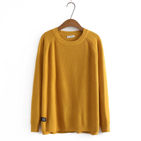 4XL Plus Size Basic Sweater Women Autumn Winter O-Neck Warm Slim Jumper Minimalist Solid Color Letter Labeling Knitted Pullovers