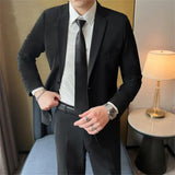 Men's suit set, business and professional formal attire, small suit, wedding groom, work spring and autumn slim fit jacket