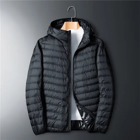 Winter Men Ultralight Thin Down Jacket White Duck Down Hooded Jackets Long Sleeve Warm Coat Parka  Portable Outwear 2022 New