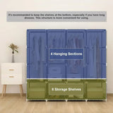 67 Inch Portable Closet Wardrobe, Clothes Rack Storage Organizer with Non-Woven Fabric Cover, 4 Clothes Hanging Rods