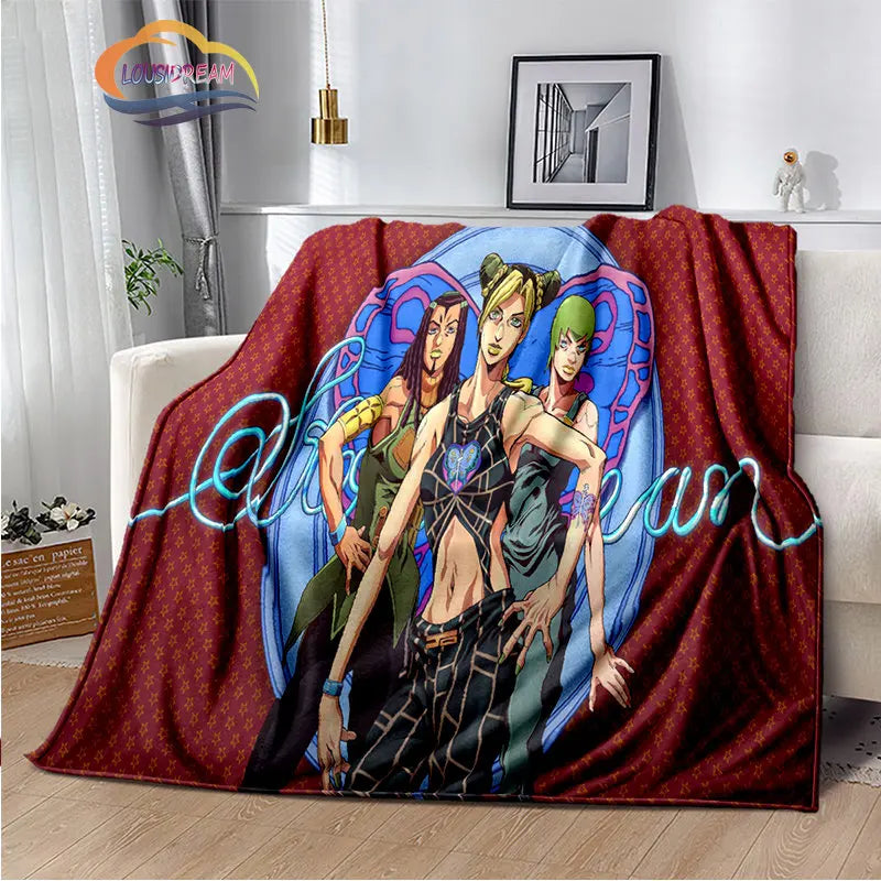 Anime JoJo's Bizarre Adventure Stone Ocean flannel Blanket Throw blanket Warm Sofa bed  children and girls Gift s