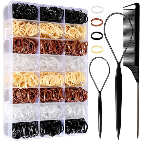 2000pcs Mini Hair Rubber Bands for Hair with Organizer Box Girl Hair Ties Colorful Hair Accessories for Girl Kids for Hearwear