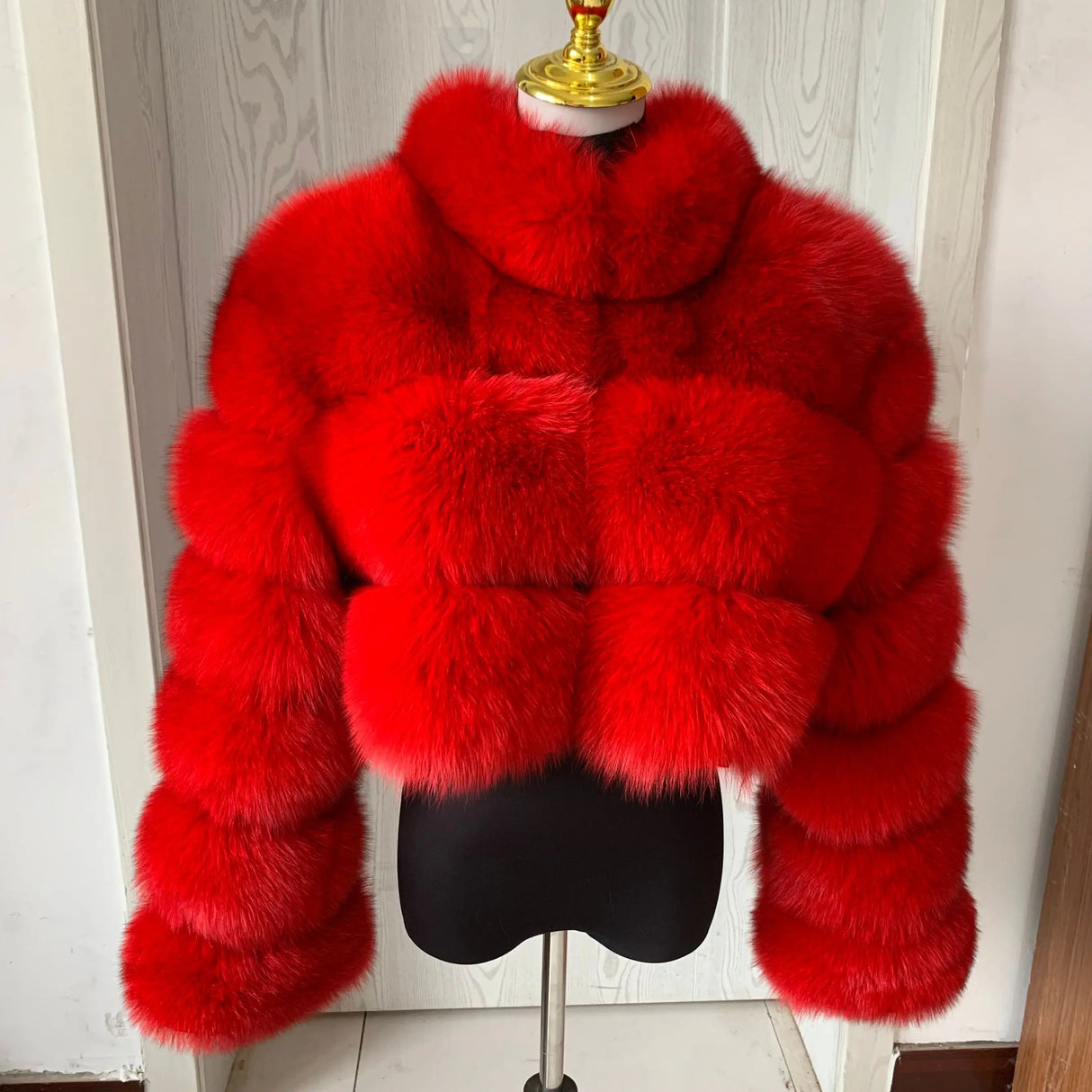 New Ladies Natural Fox Fur Cropped Plus Stand Collar Fur Jacket Women Winter Fashion Warm Fur Jacket 100% Genuine Fox Fur