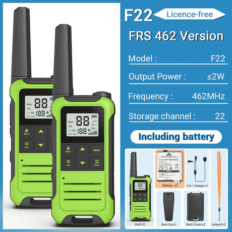 2pcs Baofeng F22 PMR FRS Walkie Talkie Type-c Charging Portable Mini Communication Radio Profesional Two Way Radio For Camping