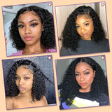 Glueless Wig Short Water Wave Bob Wig 12A Malaysian Lace Front Human Hair Wigs Wet And Wavy Kinky Curly Bob Wig 13x4 Frontal Wig