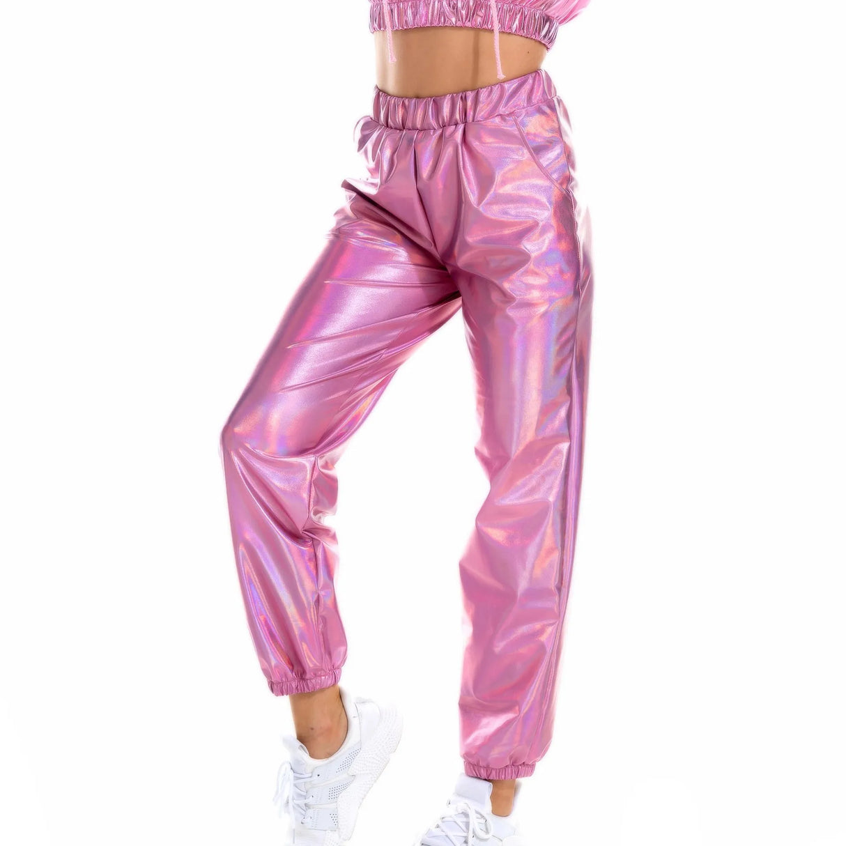 Women Nightclub Pole Dance Trousers Hip Hop Slacks Dj Costume Street Dance Stage Wear Party Holographic Pants Cheerleading Loose