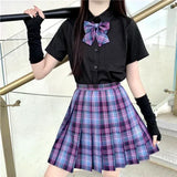 Japanese School Uniform Korean Student JK Seifuku Blouse Pleated Skirt Sailor Full Set Girl Plaid Skirt Pink Uniforms for Woman