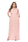 Plus Size Elegant Slight Stretch Bridesmaid Party Evening Maxi Long Dress With Pocket For Women