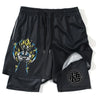 New Print Anime Shorts Men Women 2 in 1 Quick Dry Mesh Gym Shorts to Fitness Running Summer Black Performance Scanties