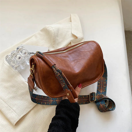 Vintage Saddle Crossbody Bags for Women Fashion Trend Small PU Leather Luxury Design Pillow Shoulder Bag Handbags and Purses