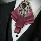 Men's Bow Tie Corsage Pocket Towel Sets British Korean Dress Suit Jewelry Luxury Rhinestones Men Wedding Accessories 3 Piece Set