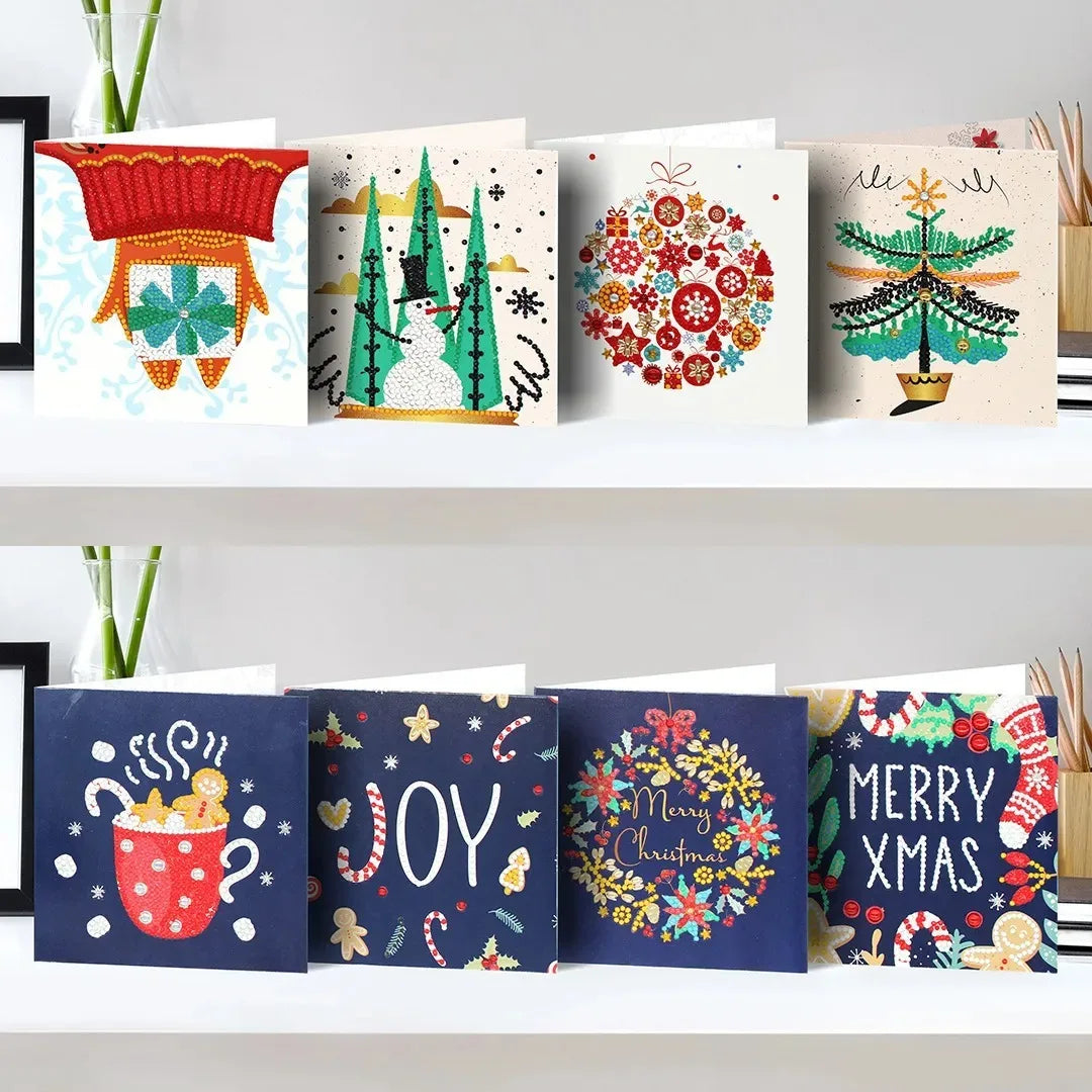 AZQSD Diamond Painting Greeting Card Blessing Christmas 6/8/12pcs Happy Birthday Animal Flower Landscape Envelope Postcard