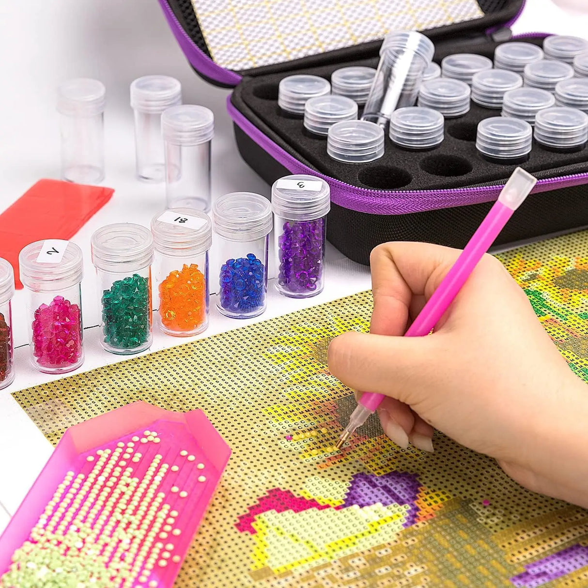 30 Bottles Storage Bag 5D Diamond Painting Accessories Tools Storage Box Carry Case Diamant Painting Tools Container Bag