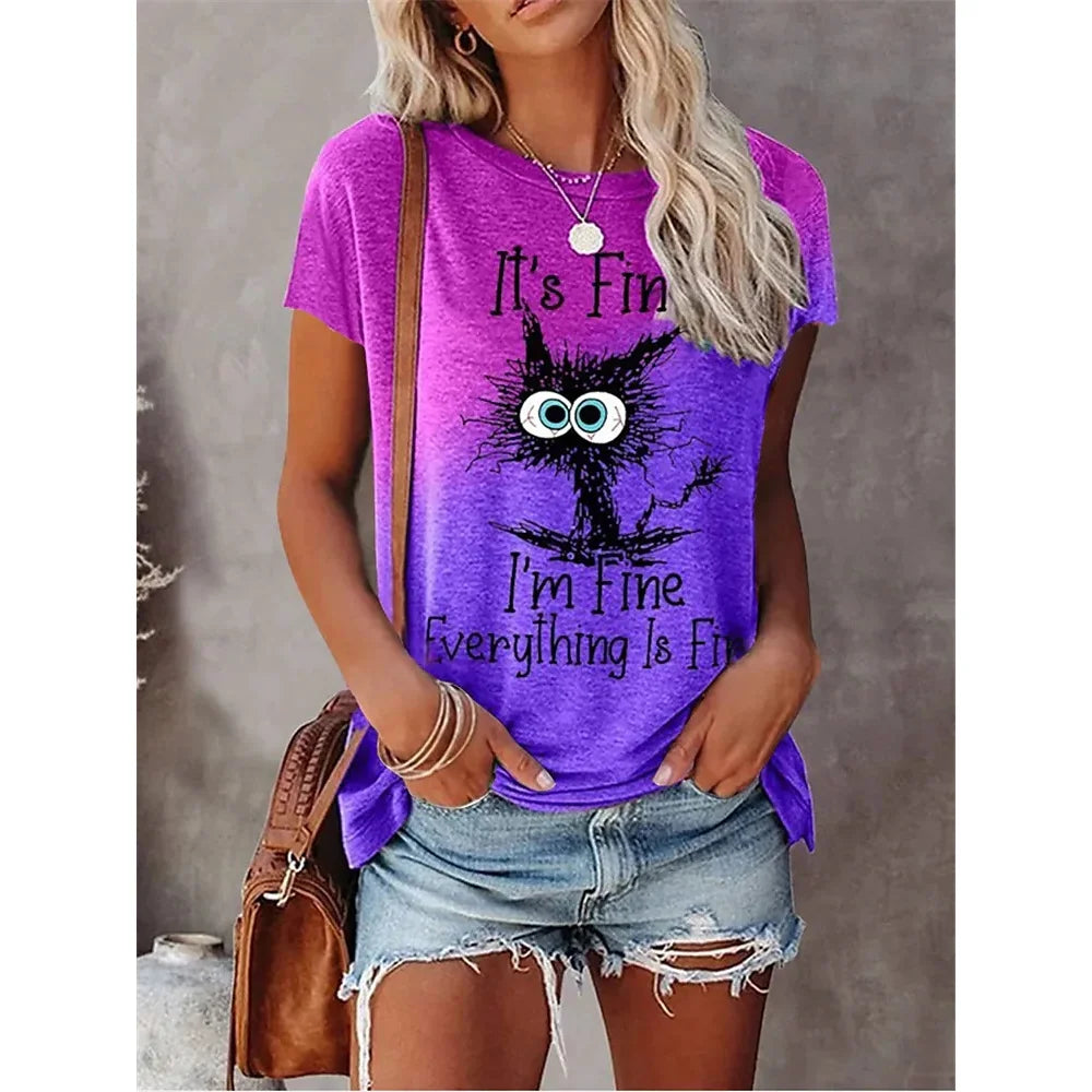 Summer New Women's Fashion T-shirt Round Neck Plus Size Shirt Tops 3D Printed Casual T Shirt Regular Street Femmes Wear