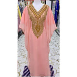 V-neck Kaftan Moroccan Dubai Caftan Abaya Fancy Long Crystal Beading Dress