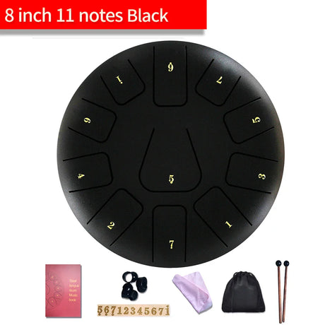 Steel Tongue Drum 8 Inch / 6 Inch 11 Notes Handpan Drum Drumstick Mallet Finger Percussion Tongue Tambourine for Meditation Yoga