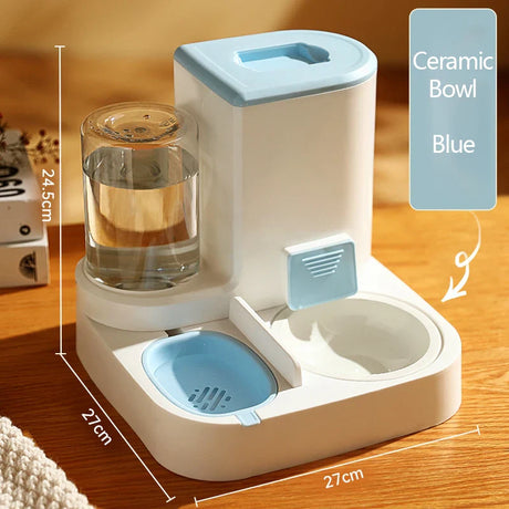 Kimpets Pet Cat Automatic Feeder Drinking Water Large Capacity Water Dispenser Dry Wet Separation Food Container Pet Supplies