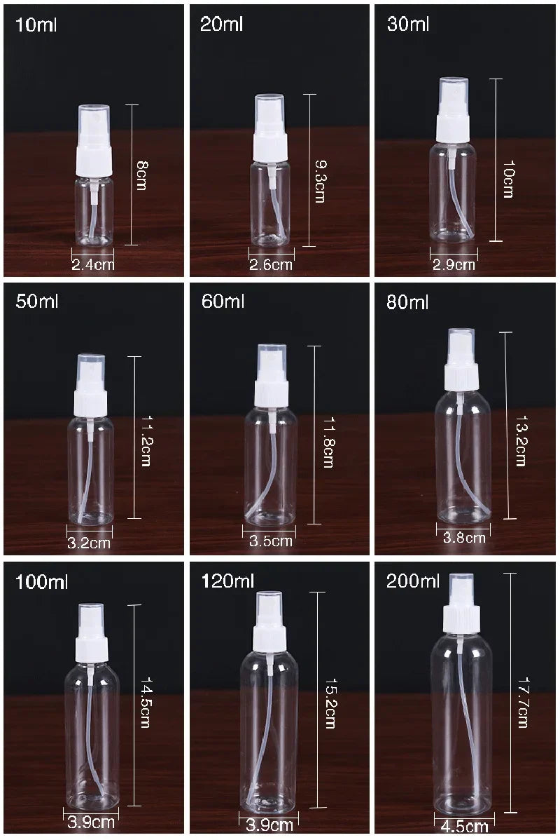 20Pcs Spray Bottle 10/20/30/50/60/80/100/120/ml Plastic Refillable Bottles Mist Perfume Atomizer eMakeup Travel Accessories