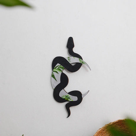 White Black Wooden Snake Crescent Moon Mirror Hanging Wall Decor Boho Home Decoration Living Room Decoration Aesthetics Art Gift