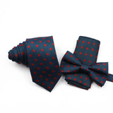 Classic Men's Tie Three-piece Set Polyester Fashion Formal Suit Tie Bowtie Handchief Three-piece Set Wedding Party Accessories