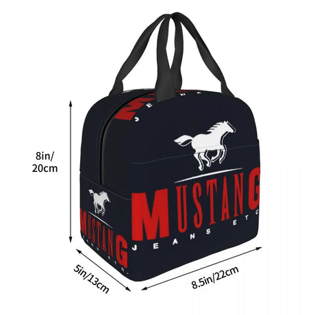 Top High Quality Mustang Jeans Thermal Insulated Lunch Bags Reusable Bento Pouch Large Tote Lunch Box Picnic Boy Girl