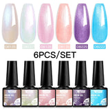 6Pcs Metallic Gel Nail Polish Set Mirror Metal Color Gel Polish Semi Permanent Varnish Soak Off UV LED Gel Nail Art Manicure