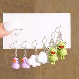 17KM Cartoon Frog Duck Earrings Set Animal Butterfly Cute Dangle Earrings for Women Geometric Bear Cloud Earring Trendy Jewelry