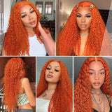 Le Mythe Orange Ginger 13x6 HD Transparent Deep Wave Lace Frontal Human Hair Wig 30 40 Inch 13x4 Lace Front Wigs For Women