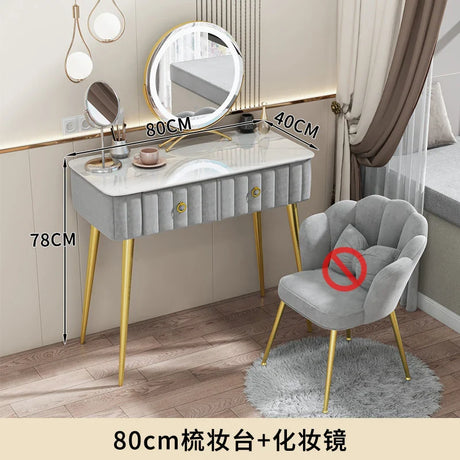 Luxury Nordic Dressing Table Mirror Chair Bedroom LED Modern Dressing Table Drawer Drawer Coiffeuse De Chambre Furniture Makeup