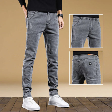 2023 Spring and Autumn New Fashion Trend Embroidery Elastic Small Legs Men's Casual Slim Comfortable High-Quality Jeans 28-38