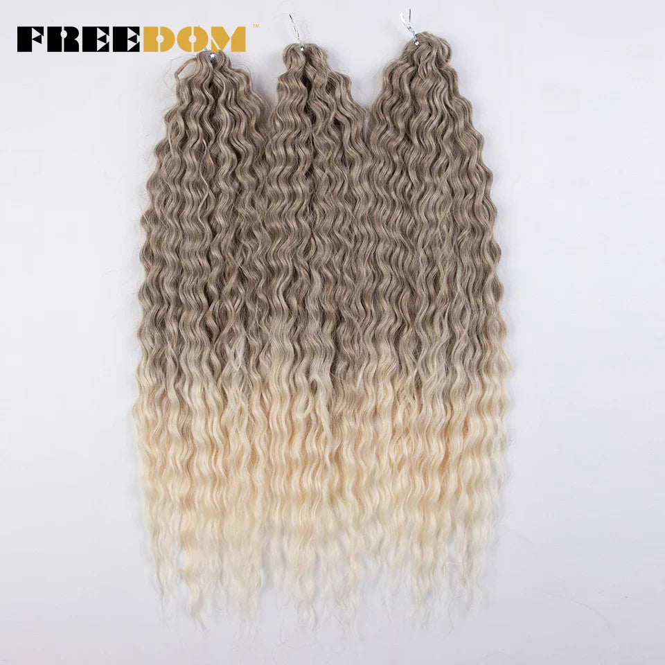 FREEDOM Synthetic Twist Crochet Curly Hair Ariel Water Wave Braid Hair Ombre Blonde Brown Green Blue Braiding Hair Extension