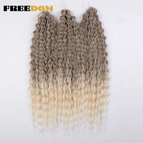 FREEDOM Synthetic Twist Crochet Curly Hair Ariel Water Wave Braid Hair Ombre Blonde Brown Green Blue Braiding Hair Extension