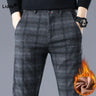 Male Clothes Casual Fashion Plus Fleece Plaid Pants 2024 Autumn Winter Men's All-match Comfortable Thick Slim Pencil Trousers