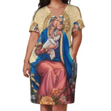 Virgin Mary Catholic Dress Short Sleeve Our Lady of Guadalupe Street Style Dresses Holiday Kawaii Casual Dress Plus Size Clothes