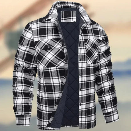 Autumn Winter Fashion Men's Coat Long Sleeve Lapel Plaid Thick Shirt Men's Jacket