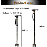 Folding Trekking Poles T-handle Hiking 5 Modes Adjustable Anti-Slip Poles Cane Old Man Crutches Stick Cane Crutch with LED Light