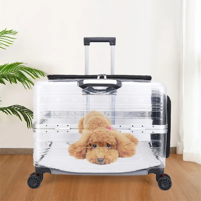 Pet Trolley Bag Case Carrier for Cats Expands Transparent Puppy Move Bag Travel with Wheels Pet Items Portable Cat Holder Basket