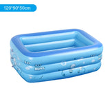 Inflatable Baby Ball Pit Pool Toddler Water Game Play Center Rectangle Blow Up Swimming Pool 3 Rings for Outside Backyard Ground