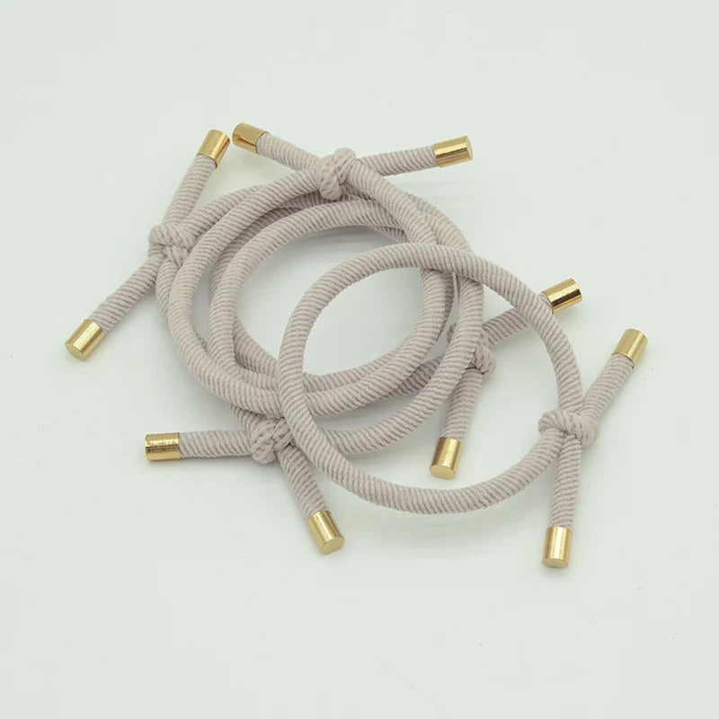 30PCS 5mm Twilled Cords Knotted Elastic Hair Bands Golden Caps Hair Ties for Girls Elasticity Ponytail Holders Hair Scrunchies