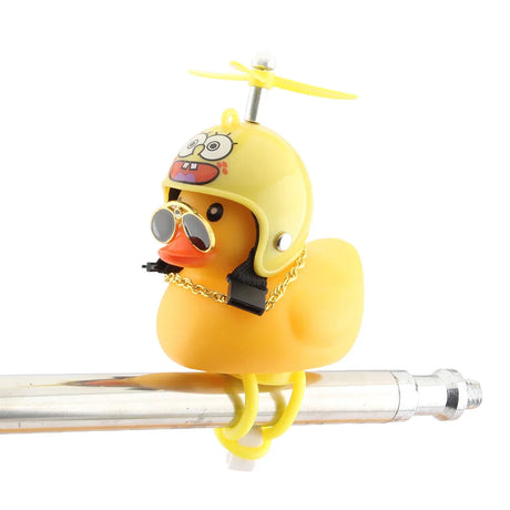 Motorcycle Accessories Cute Duck with Propeller Helmet Broken Wind Rubber Duck Toy Car Bicycle Small Yellow Duck Decor Ornaments