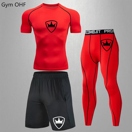 MMA rashgard Men's Sports Suit male Quick drying Sportswear Compression Clothing Fitness Training kit Thermal Underwear legging