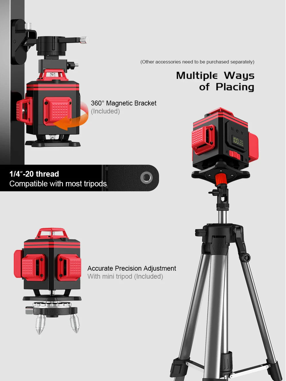 WEIDDW 3D/4D 12/16 Lines Laser Level Horizontal Vertical with Remote Control 360°Self-leveling Professional 8 lines Laser Levels