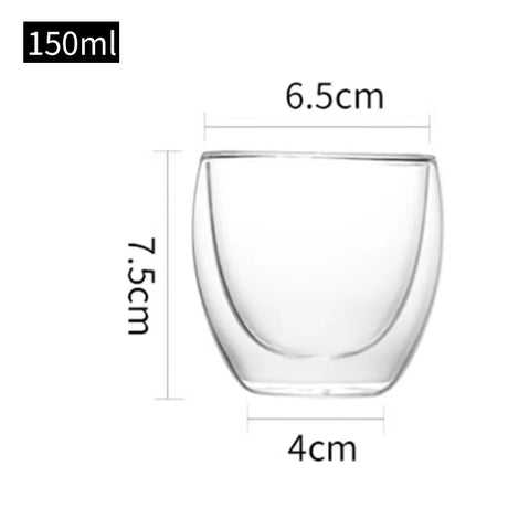 Transparent Glass Cup Milk Whiskey Tea Beer Double Creative Heat Resistant Espresso Coffee Cup Cocktail Vodka Wine Mug Drinkware