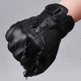 Fleece Leather Gloves Men's Winter Autumn PU Linings Cashmere Warm Sports Male Driving Mittens Waterproof Tactical Glove Guantes