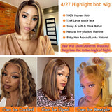 Bob Wigs Human Hair Straight 13x4 lace Front Wigs Human Hair P4/27 Ombre Highlight Bob Wigs Human Hair for Women