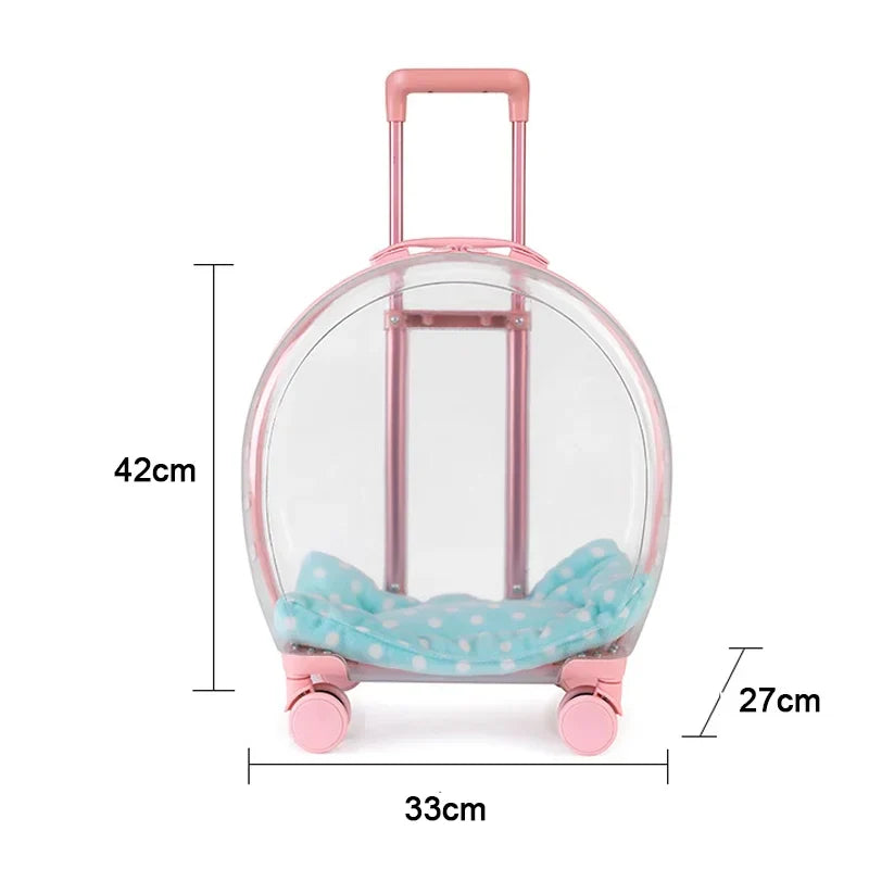 Pink Pet Carrier Trolley for Pet Travel Outdoor Transport Pets Trolley Case Carry Cart for Small Medium Dogs Cats Pet Supplies