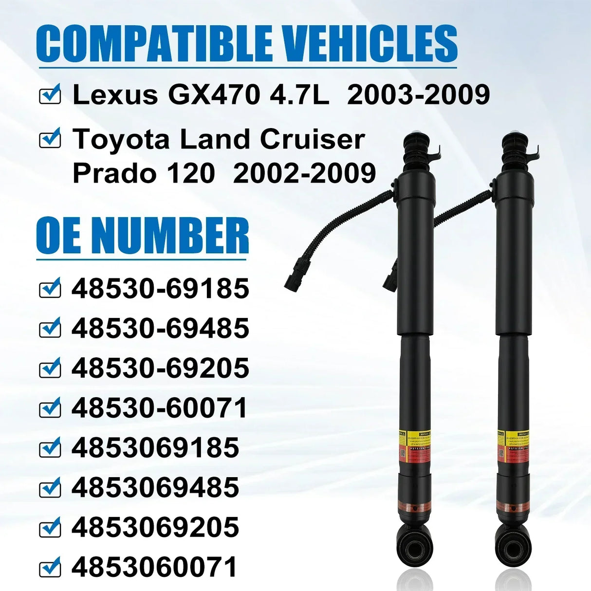 4853060071 48510-69195 2pcs Front/Rear Shock Absorber for Toyota Land Cruiser Prado 120 2002-2009 4853069185