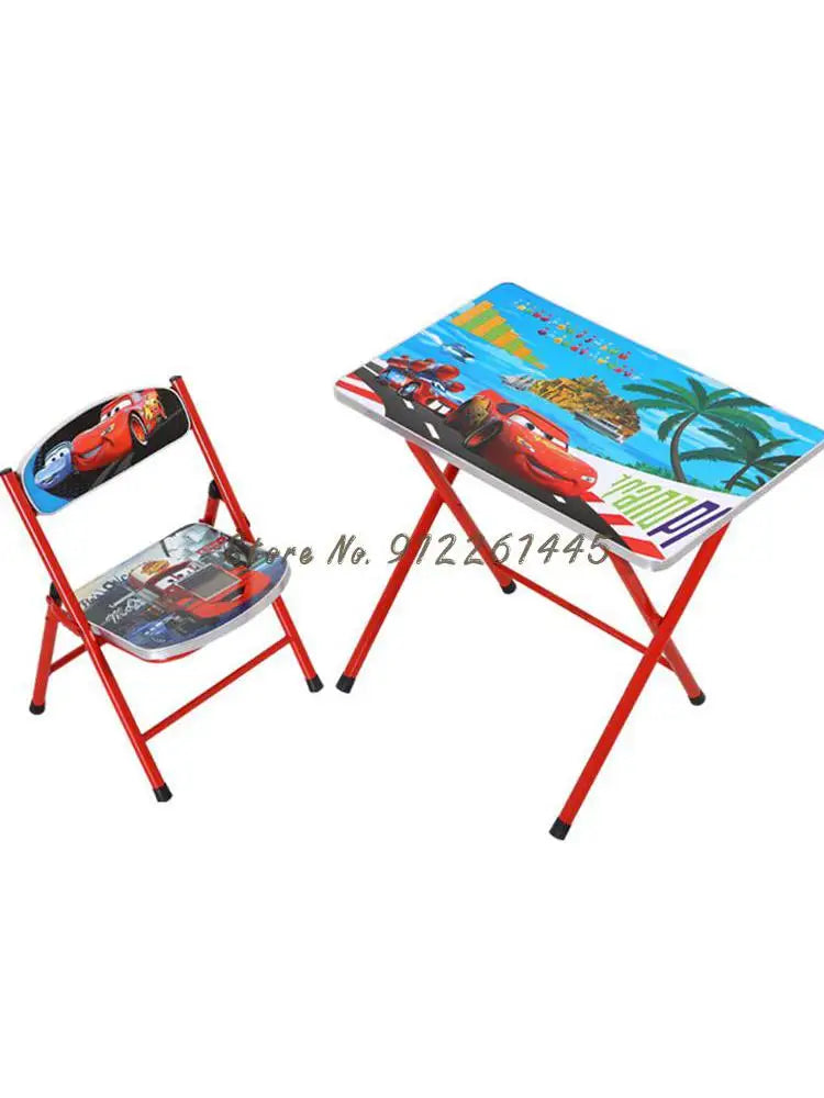 Kindergarten pupils children foldable learning tables and chairs set, writing desk and dining table can be raised and lowered