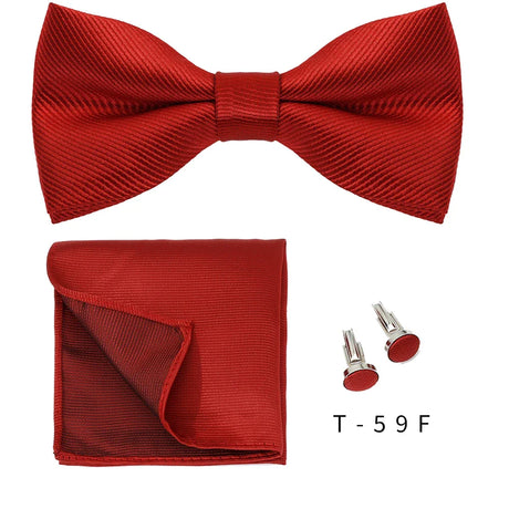 Bowtie Set 3pcs Solid Color Bow Tie For Men Pocket Square Shirts Cufflinks Neck Butterfly Suit For Business Wedding Decorate tie