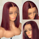 Sun-Ray T Part Lace Front Wig 13*4 Lace Front Human Hair Wigs For Women  Closure Wigs 180 Density Short Straight Bob Wigs